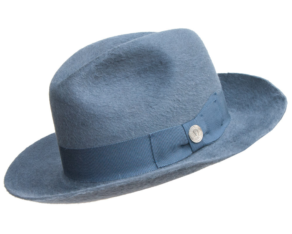 Magill 'Valencia' Steel Grey Fur Felt Fedora Hat for Men - Classic Vintage Style Dress Hat for Formal Occasions & Outdoor Events