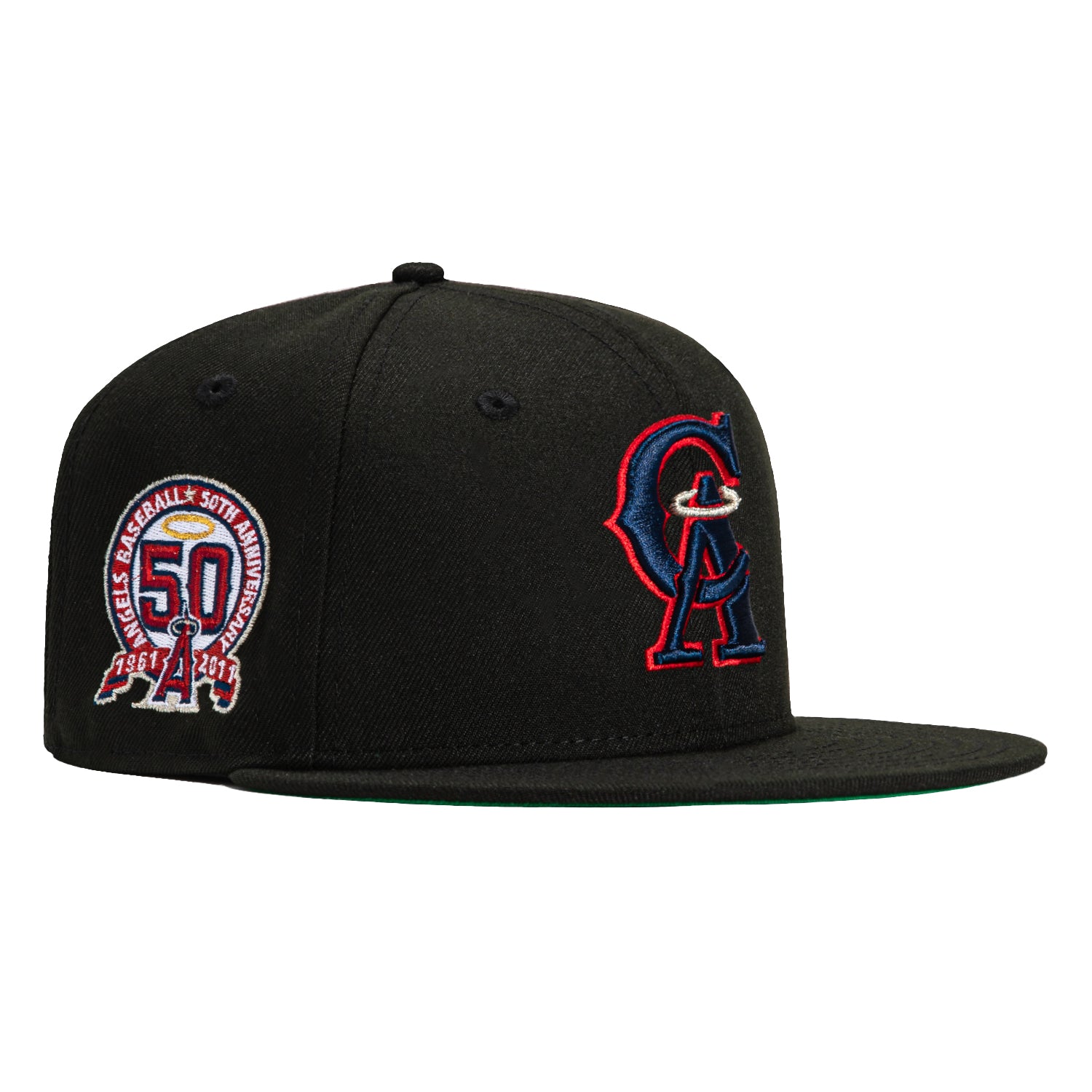 New Era 59Fifty Black Los Angeles Angels 50th Anniversary Patch Snapback Hat - Official MLB Baseball Cap for Men & Women - Perfect for Games, Collecting & Streetwear Fashion