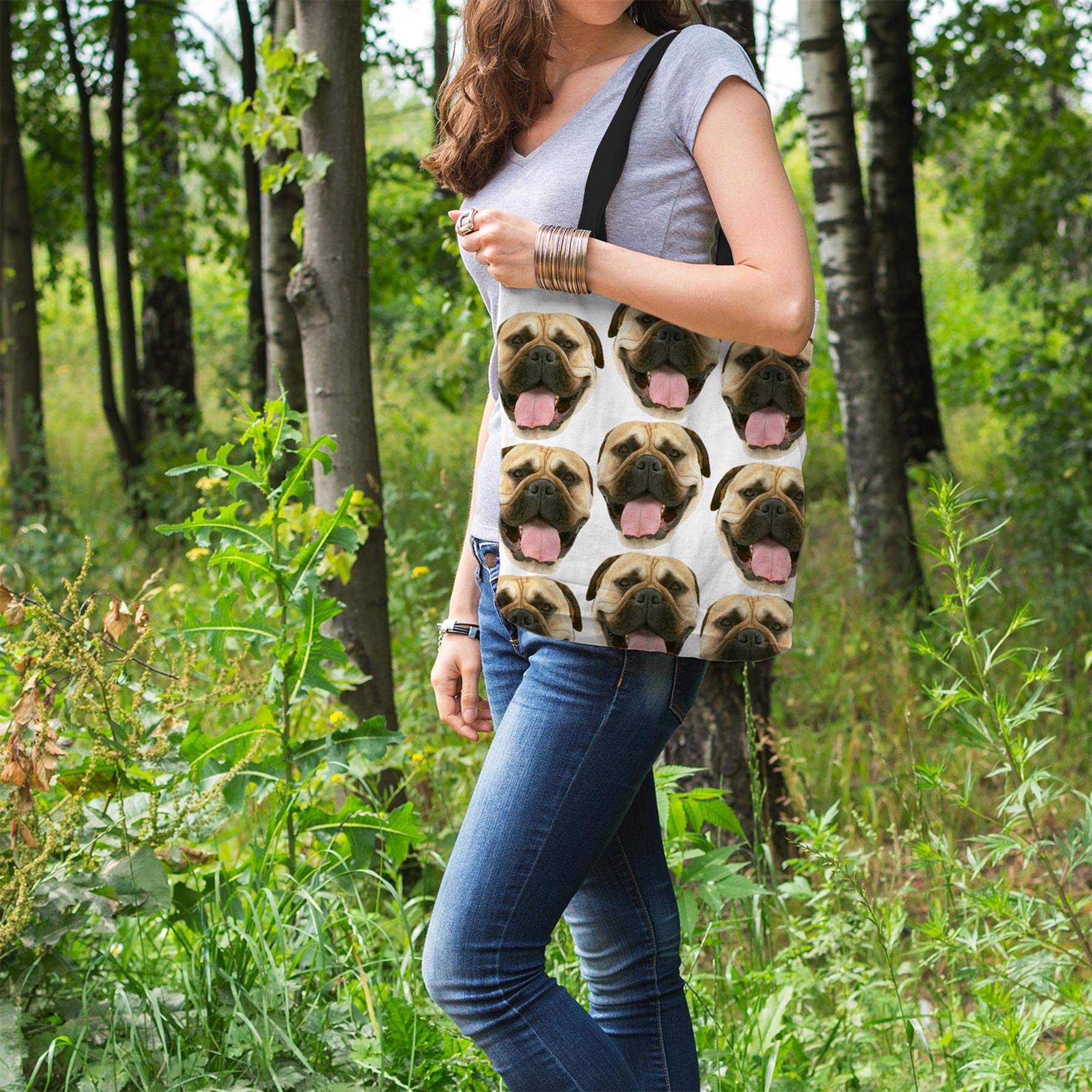Bullmastiff Tote Bag - Cute Dog Print Canvas Shopping Bag - Perfect Gift for Dog Lovers - Great for Grocery Shopping, Beach Trips & Dog Park Outings