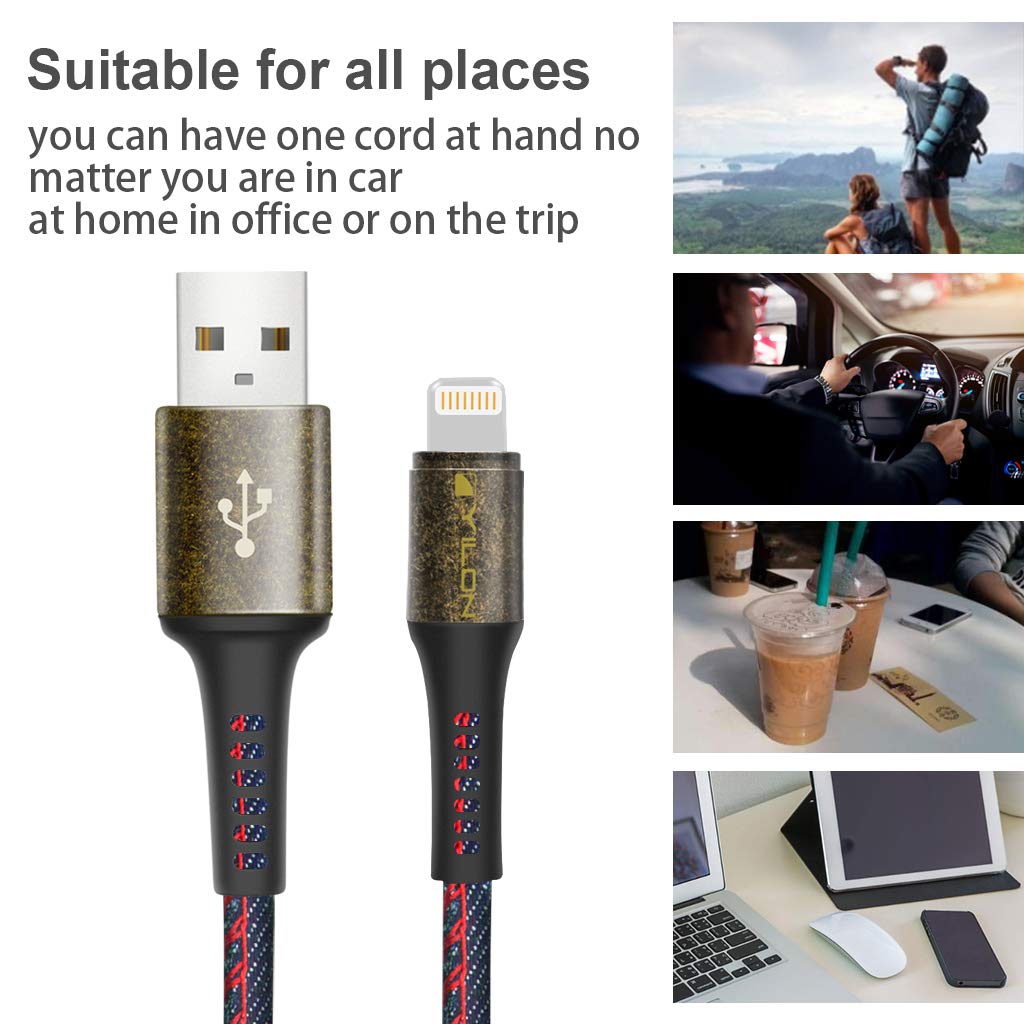 MFi Certified Lightning Cable 3.3ft - Fast Charging USB Cable for iPhone 12/11/X/8 & More - Durable iPhone Charger Cord for Home, Office & Travel (Cowboy Style)
