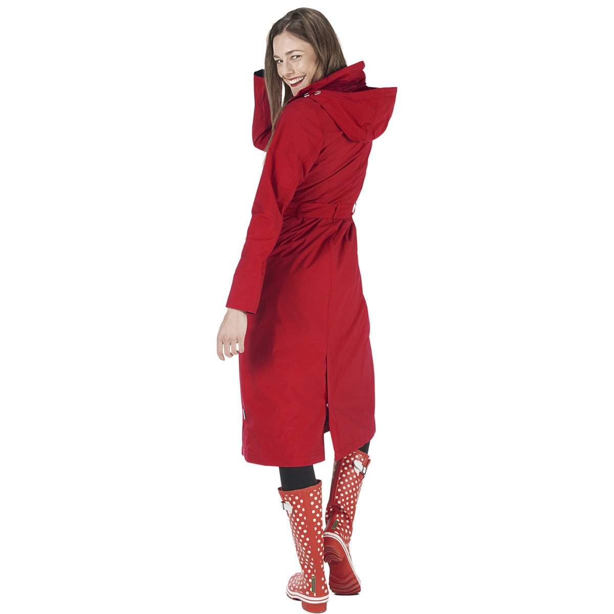 Happy Rainy Days Women's Long Waterproof Raincoat - Stylish Outerwear for Rainy Weather, Commuting & Outdoor Activities