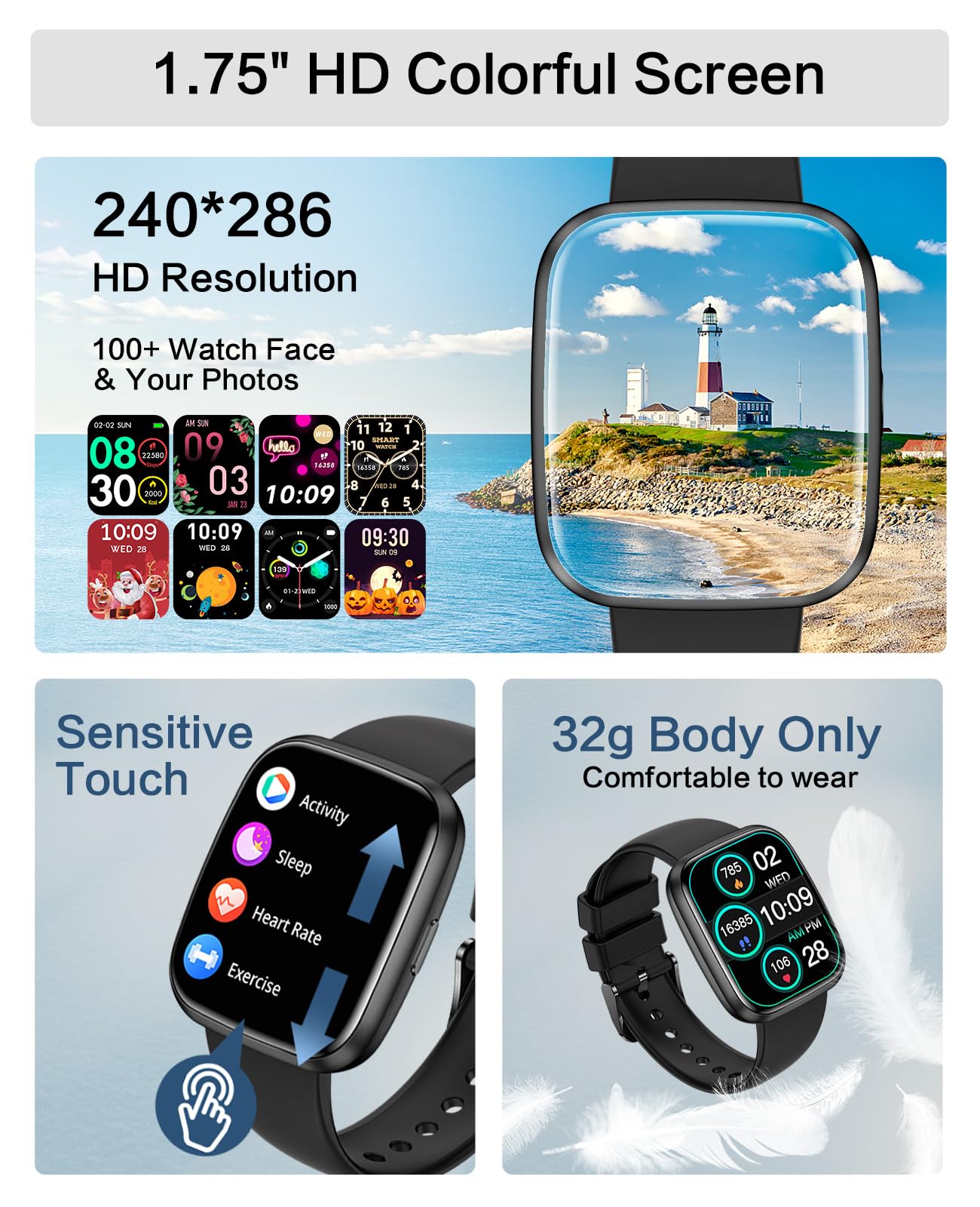 Smart Watch for Men & Women - 1.75
