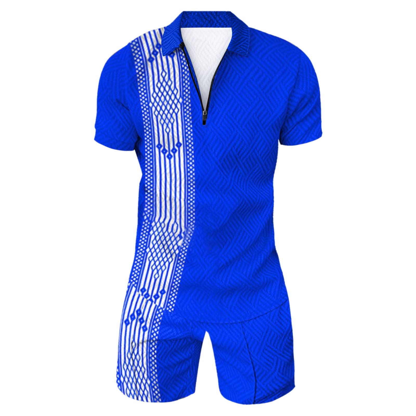 Men's 2-Piece Tracksuit Set - Short Sleeve Polo Shirt & Athletic Shorts | Summer Casual Gym Outfit | Breathable Sportswear for Workouts, Running & Lounge Wear