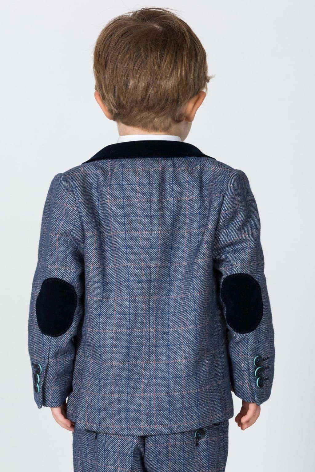 Marc Darcy Hilton Kids' Blue Tweed Check 3-Piece Suit | Formal Wear for Boys | Wedding, Party & Special Occasion Outfit