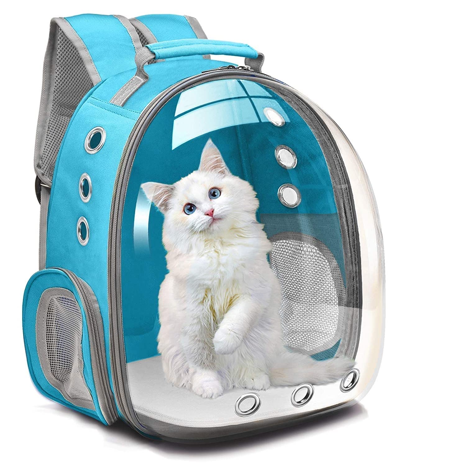 RvPaws Dog Carrier Backpack - Front & Back Pet Carrier for Small to Medium Dogs & Cats, Travel-Friendly Space Capsule Knapsack - Blue | Perfect for Hiking, Air Travel & Outdoor Adventures