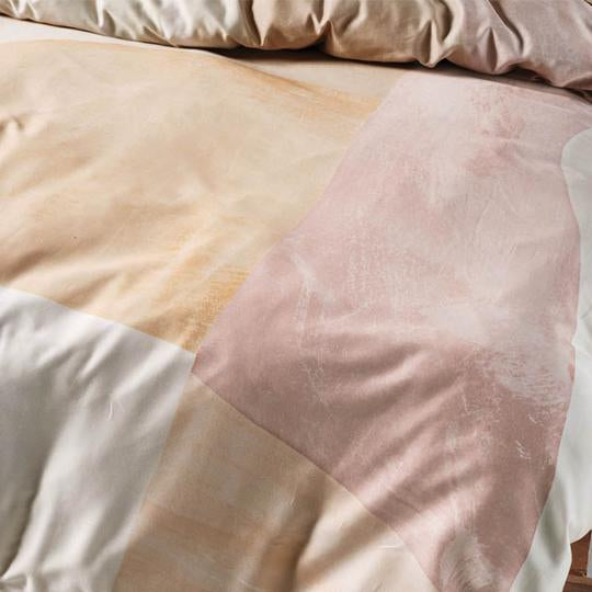 Linen House Eisha Sand Quilt Cover Set - Soft & Breathable Bedding for Comfortable Sleep - Perfect for Master Bedroom, Guest Room & Vacation Homes