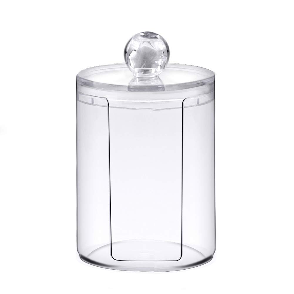 1 Piece Clear Acrylic Makeup Organizer - Round Cosmetic Storage Box for Cotton Pads, Swabs & Beauty Tools | Transparent Makeup Holder for Vanity, Bathroom & Travel Organization