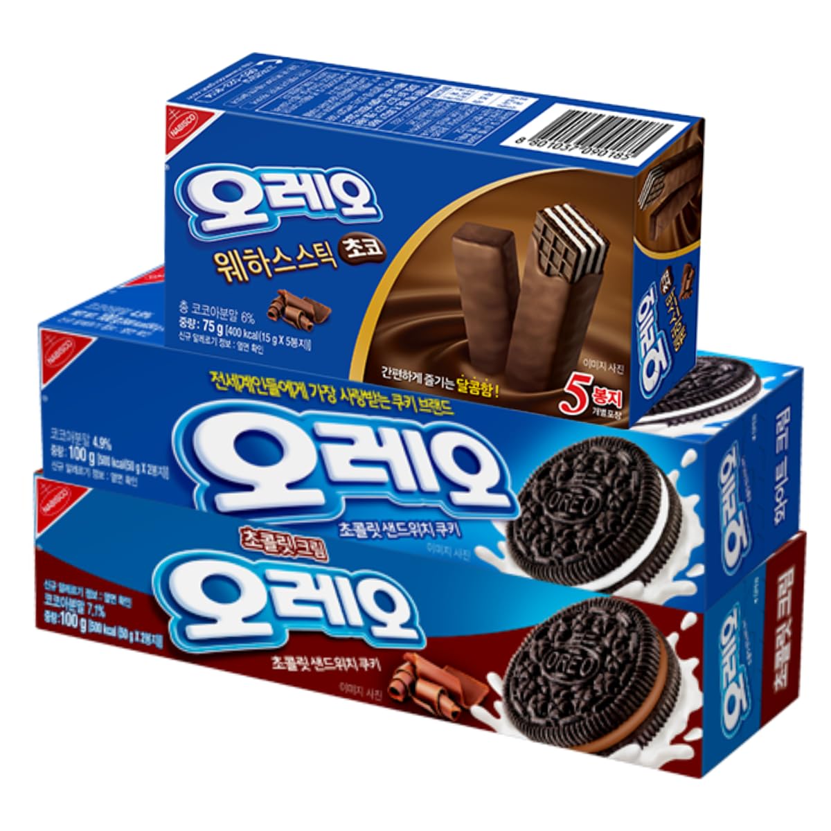 Korean OREO Limited Edition Sandwich Crackers - 3 Pack Variety Flavor Assortment (Chocolate, Vanilla, Choco Mousse) | Thin Wafer Stick Cream Biscuits | Asian Snack Box by Unha's | Perfect for Office Snacks, Tea Time Desserts & Gift Boxes