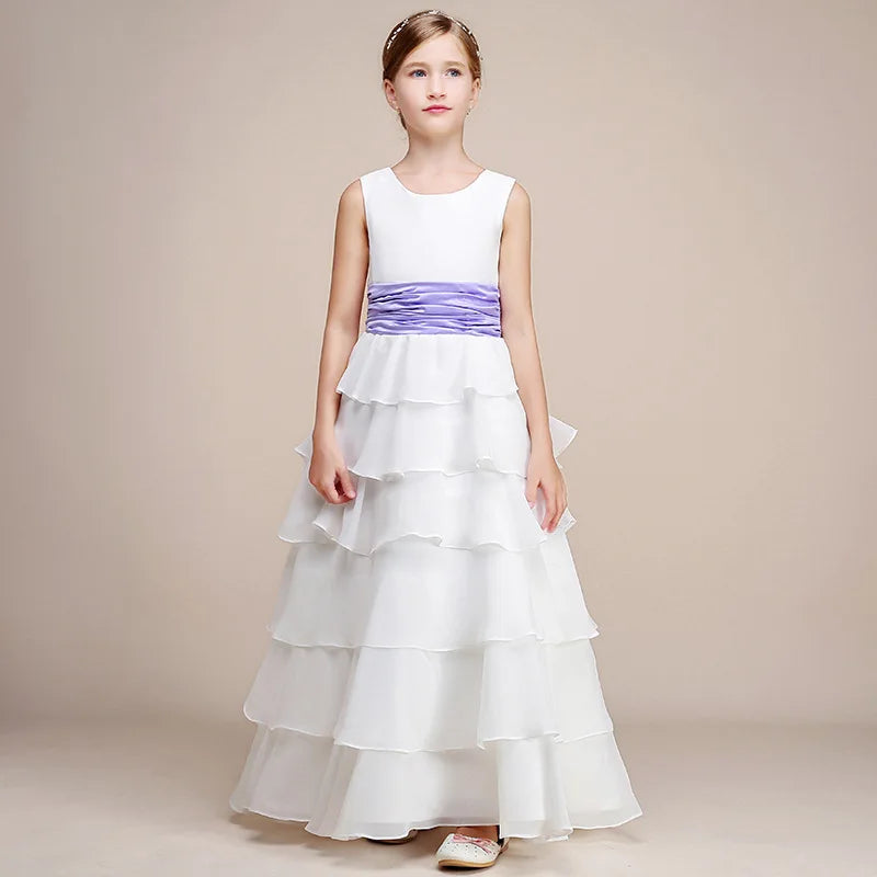 Elegant White Flower Girl Dress for Wedding, Birthday Party & Formal Princess Events - Perfect for Bridal Showers, First Communion & Special Celebrations