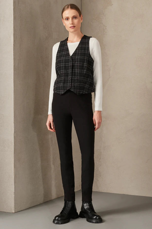 Double Face Checked Vest for Men & Women - Black - Stylish Layering Piece for Fall & Winter Outfits