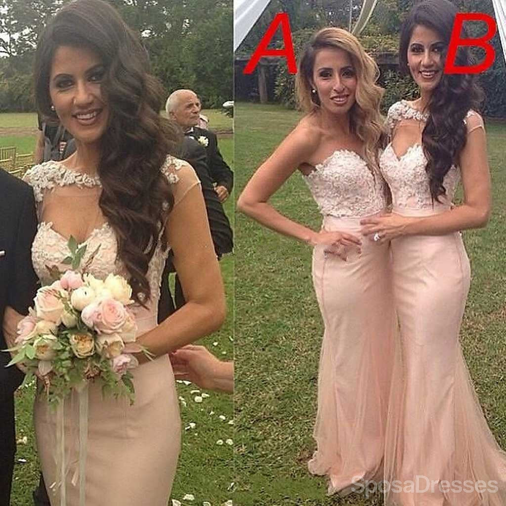 Junior Sexy Mermaid Mismatched Sweet Heart Blush Pink Bridesmaid Dresses - WG92 | Elegant Formal Gowns for Weddings, Prom, Parties & Special Occasions