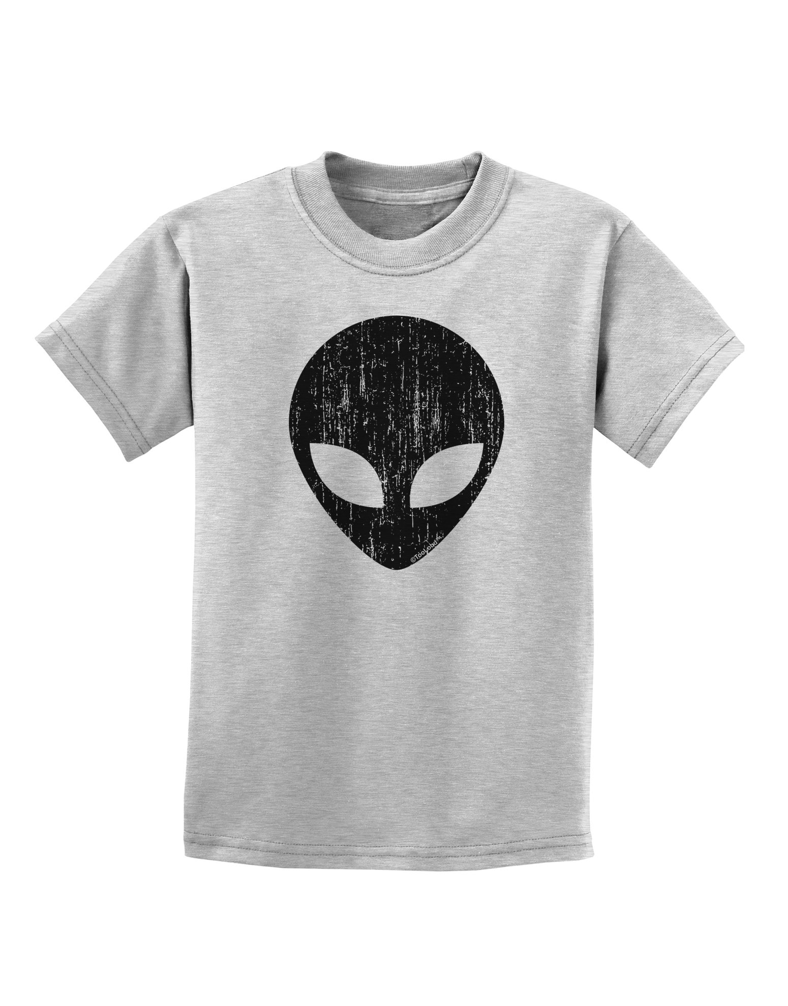 TooLoud Extraterrestrial Face Alien Distressed Graphic T-Shirt for Kids - Cool Space-Themed Tee for Boys & Girls - Perfect for Halloween Costumes, Science Fiction Parties & Everyday Wear
