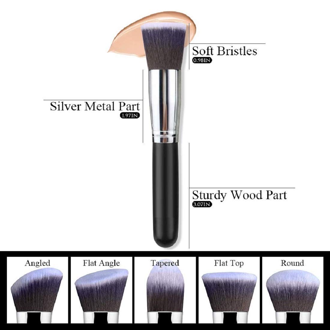 AVEU Beauty Liquid Foundation Brush, Blush Brush & Powder Sponge Puff Set - 3-Piece Professional Makeup Brush Kit for Flawless Foundation, Blending & Contouring - Perfect for Everyday Makeup, Bridal & Photo Shoots