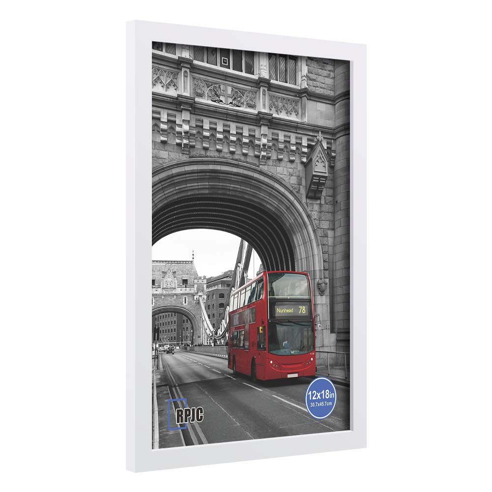 12x18 Inch Solid Wood Poster Frame - White Wall Mount Picture Frame for Photos, Artwork & Posters - Perfect for Home, Office & Gallery Decor
