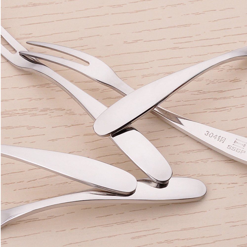 Premium 304 Stainless Steel 5-Piece Fruit Forks Set with Swan Base - Food Grade, Elegant Cocktail & Dessert Forks for Cake, Ice Cream, Coffee, Soup & Kids - Perfect for Parties, Weddings & Home Dining