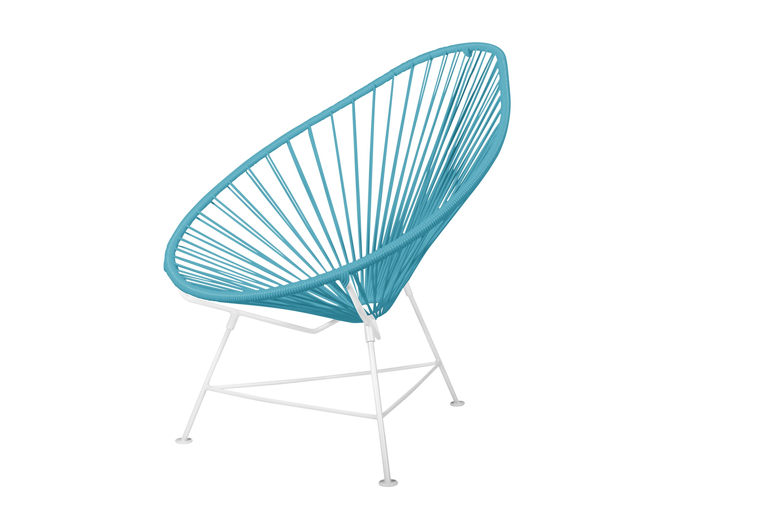Innit Designs Baby Acapulco Chair - Blue Woven Rattan on White Metal Frame - Perfect for Nursery, Patio, or Kids' Room Decor