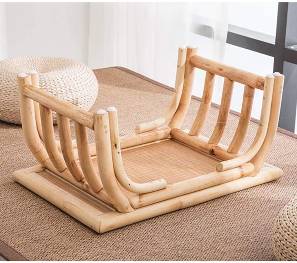 Rustic Brown Coffee Table with Shelf - Bamboo Rattan Wood Center Table for Living Room, Office & Reception - Small Simple Tea Table for Home Decor, Window Side, Coffee Break & Relaxation