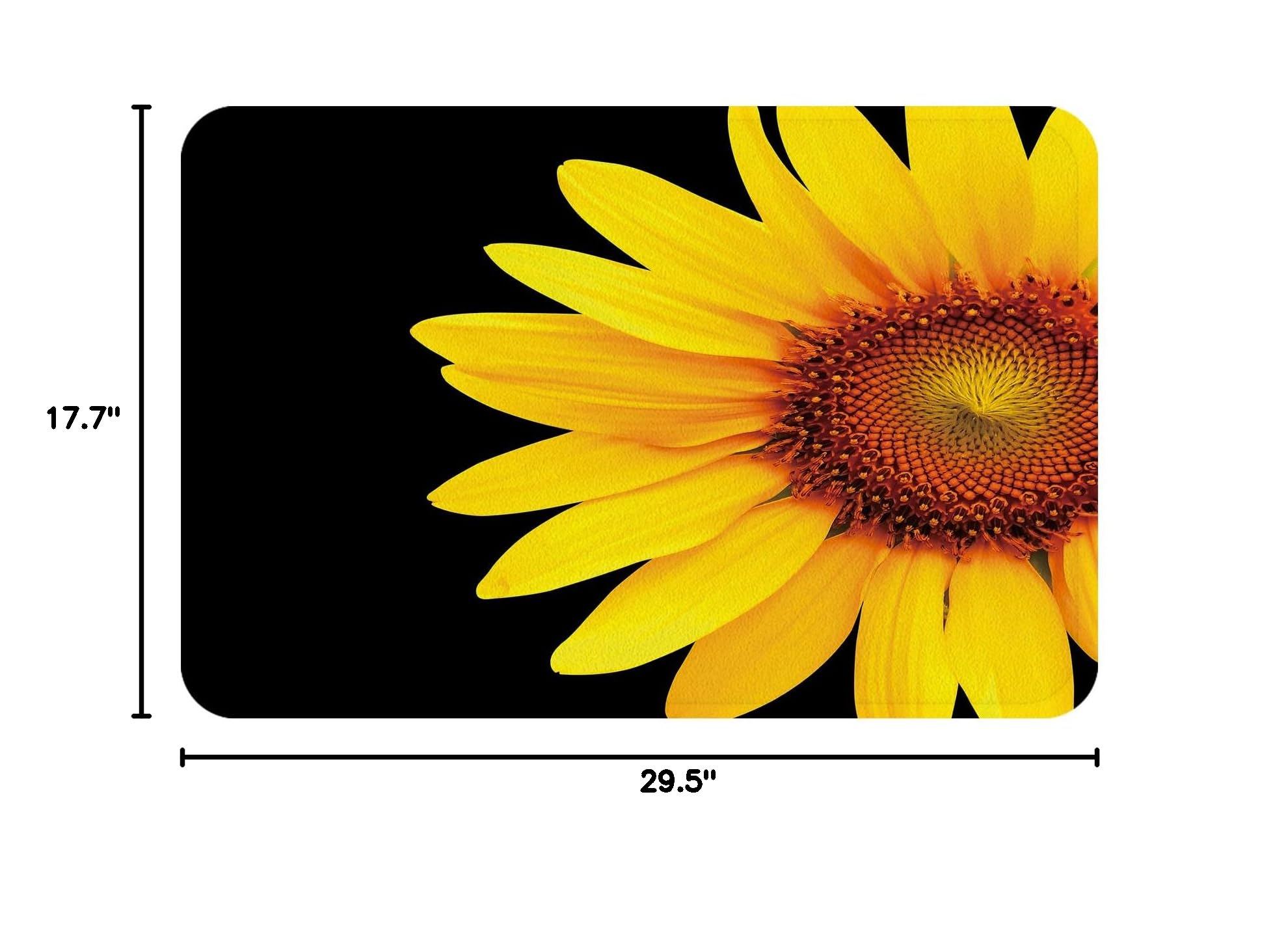 Premium Sunflower Bath Rug - Ultra Absorbent Memory Foam Bath Mat with Non-Slip Backing, Black & Yellow Summer Flower Design, 29.5