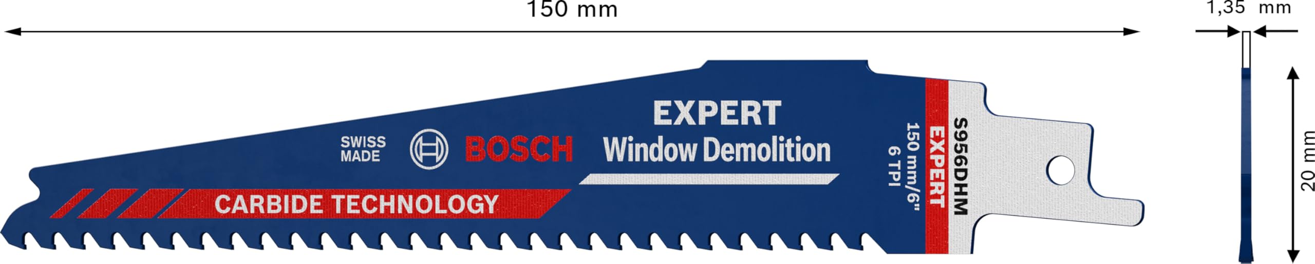 Bosch Professional 10-Pack Expert Window Demolition S 956 DHM Reciprocating Saw Blades - 150mm Length, 4mm Tooth Spacing (6 TPI) - Perfect for Demolition, Window Removal & Construction Projects