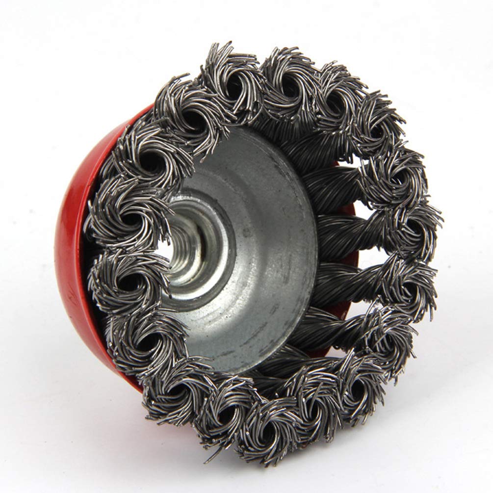 4PCS Heavy Duty Rotary Angle Grinder Brush Set - Red Rust Removal Wire Wheel for Metal Cleaning, Edge Blending & Surface Prep - Ideal for DIY, Welding, Auto Repair & Metalworking Projects