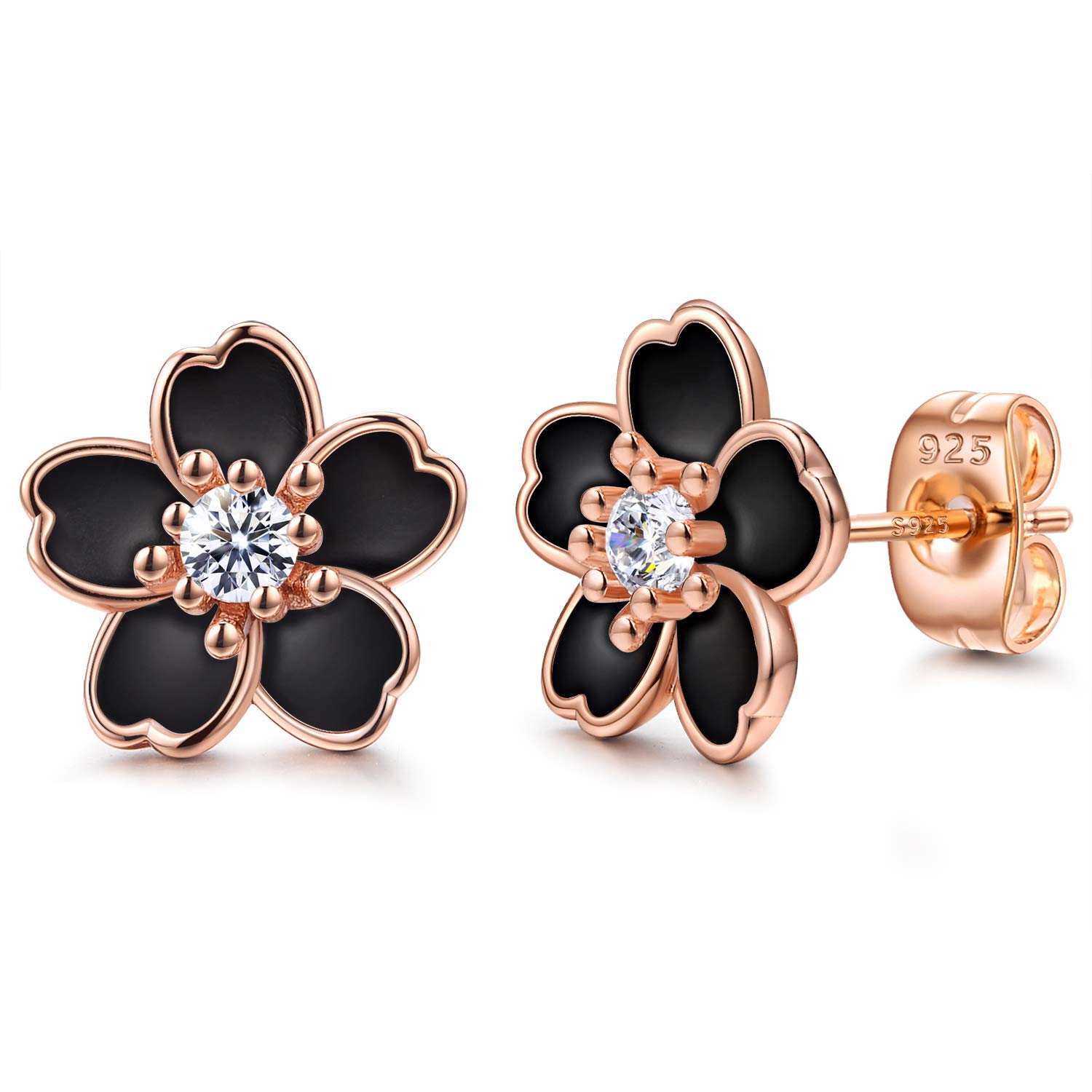 925 Sterling Silver Pink Flower Stud Earrings for Women - Hypoallergenic Plumeria & Cherry Blossom Design | Perfect for Everyday Wear, Gift Giving & Special Occasions