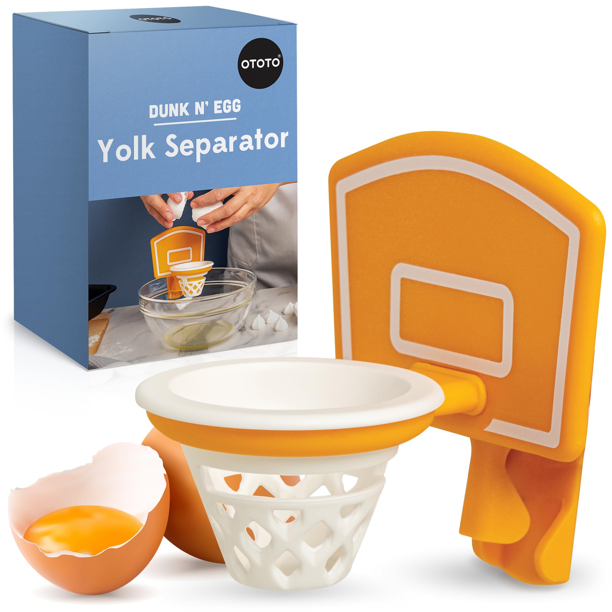 OTOTO Dunk N' Egg Yolk Separator - Funny Basketball-Shaped Kitchen Gadget for Easy Egg Separation | Unique Cooking Gift for Chefs & Home Cooks | Perfect for Breakfast Prep, Baking & Healthy Cooking