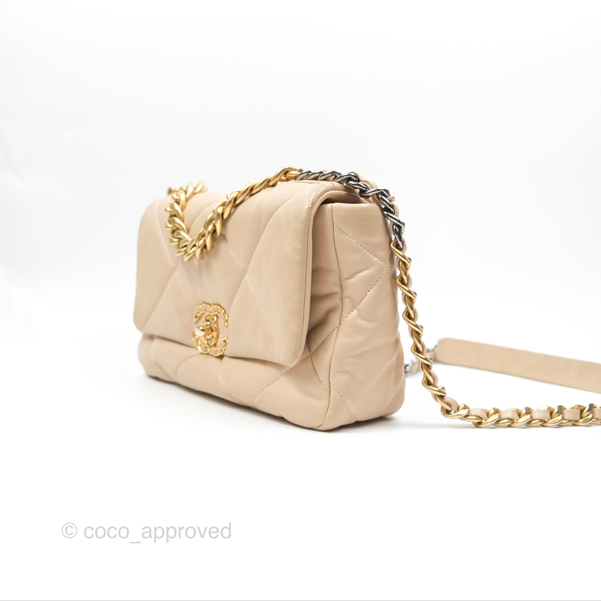 Chanel 19 Small Handbag in Beige Goatskin with Mixed Hardware - Luxury Crossbody Bag for Women, Perfect for Date Night & Special Occasions