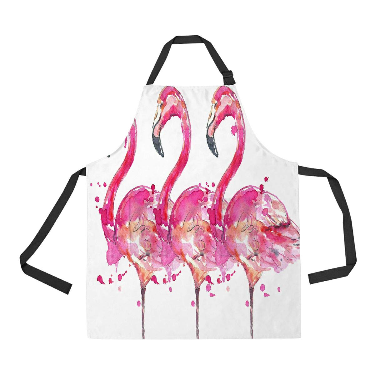 ABPHQTO Pink Flamingo Watercolor Apron for Cooking, Baking & Gardening - Adjustable Kitchen Apron with Pockets for Women & Men - Perfect for BBQ, Pottery & Home Decor