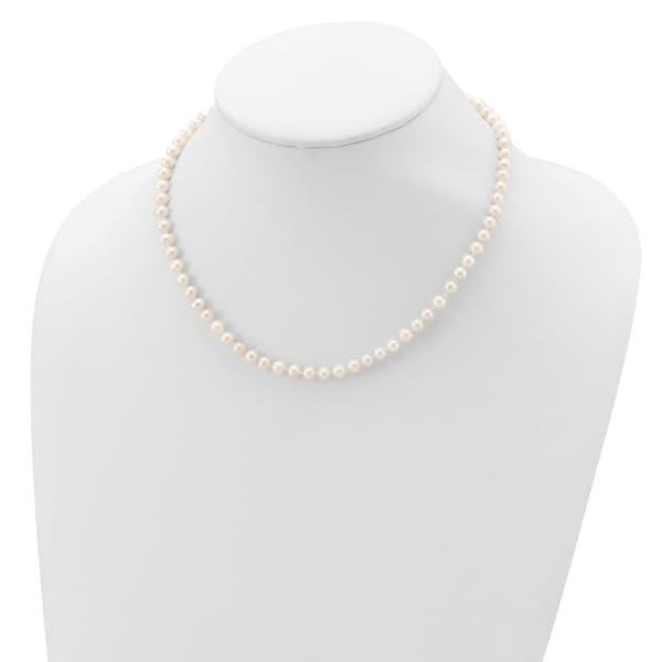 925 Sterling Silver 5mm White Freshwater Cultured Pearl Chain Necklace for Women - Elegant Jewelry Gift for Wedding, Anniversary & Special Occasions