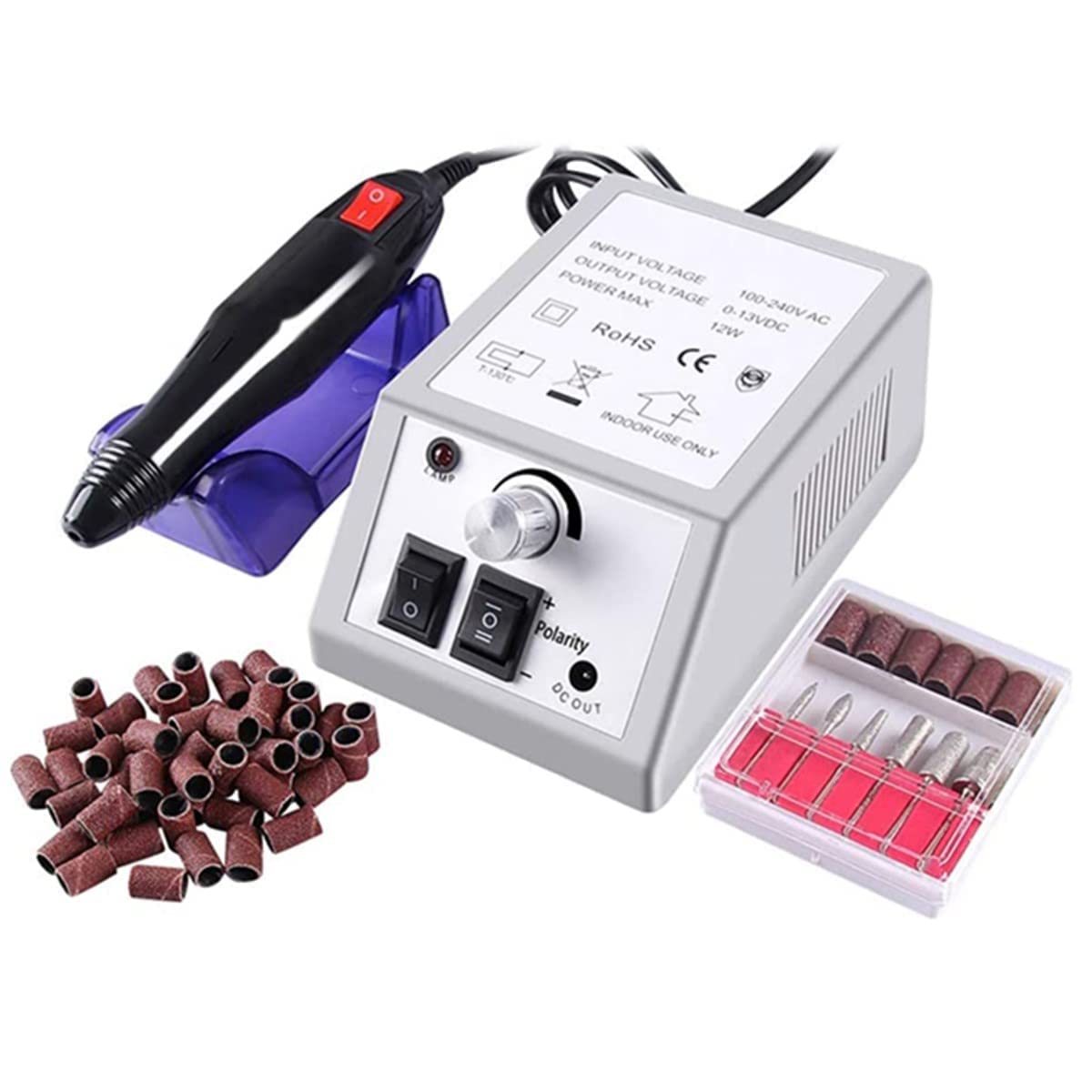 Kreni Professional Electric Nail Drill Machine Kit - Cordless Nail File Drill for Acrylic, Gel & Natural Nails - Manicure Pedicure Tool with Multiple Bits - Perfect for Salon & Home Nail Care