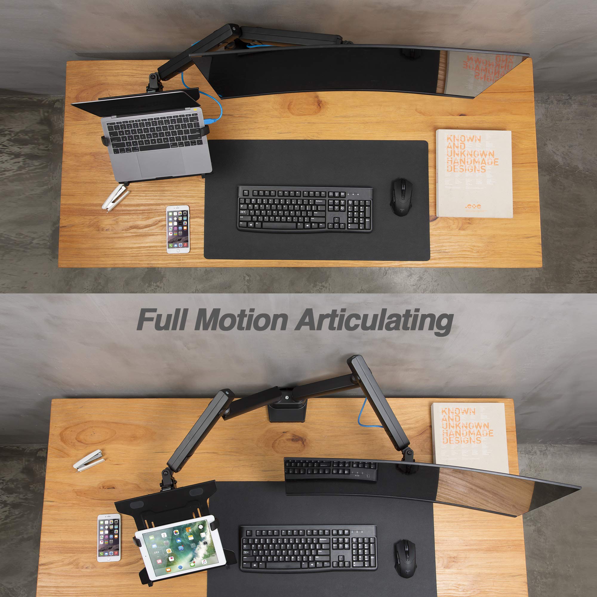 AVLT Dual Monitor and Laptop Stand - Adjustable Full Motion Arm Mount for 15.6