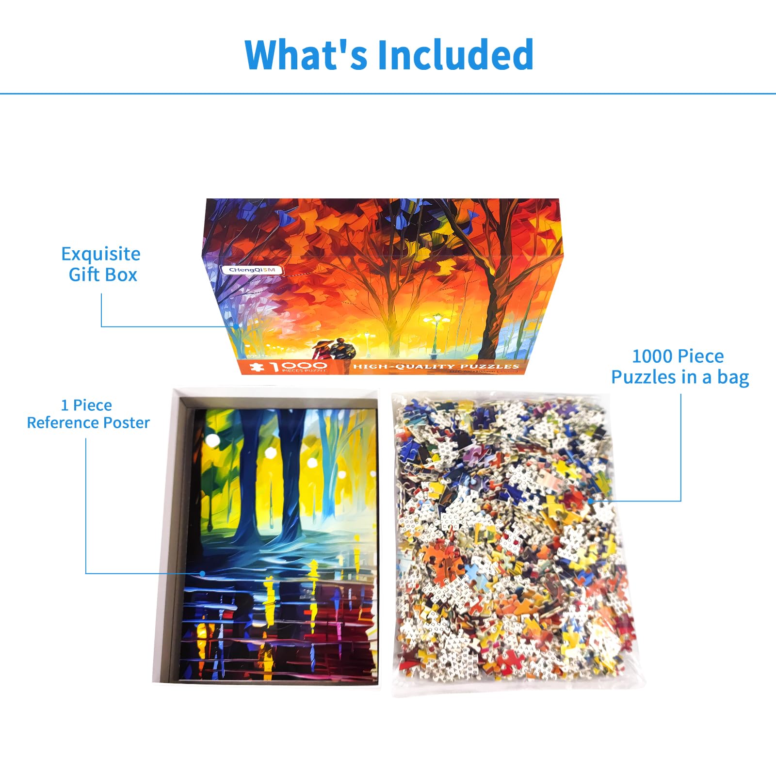 1000 Piece Jigsaw Puzzle for Adults - Evening Walk on Rainy Day Oil Painting Art Puzzle | Brain Teaser Game for Teens & Kids | Perfect for Family Game Night & Rainy Day Activities