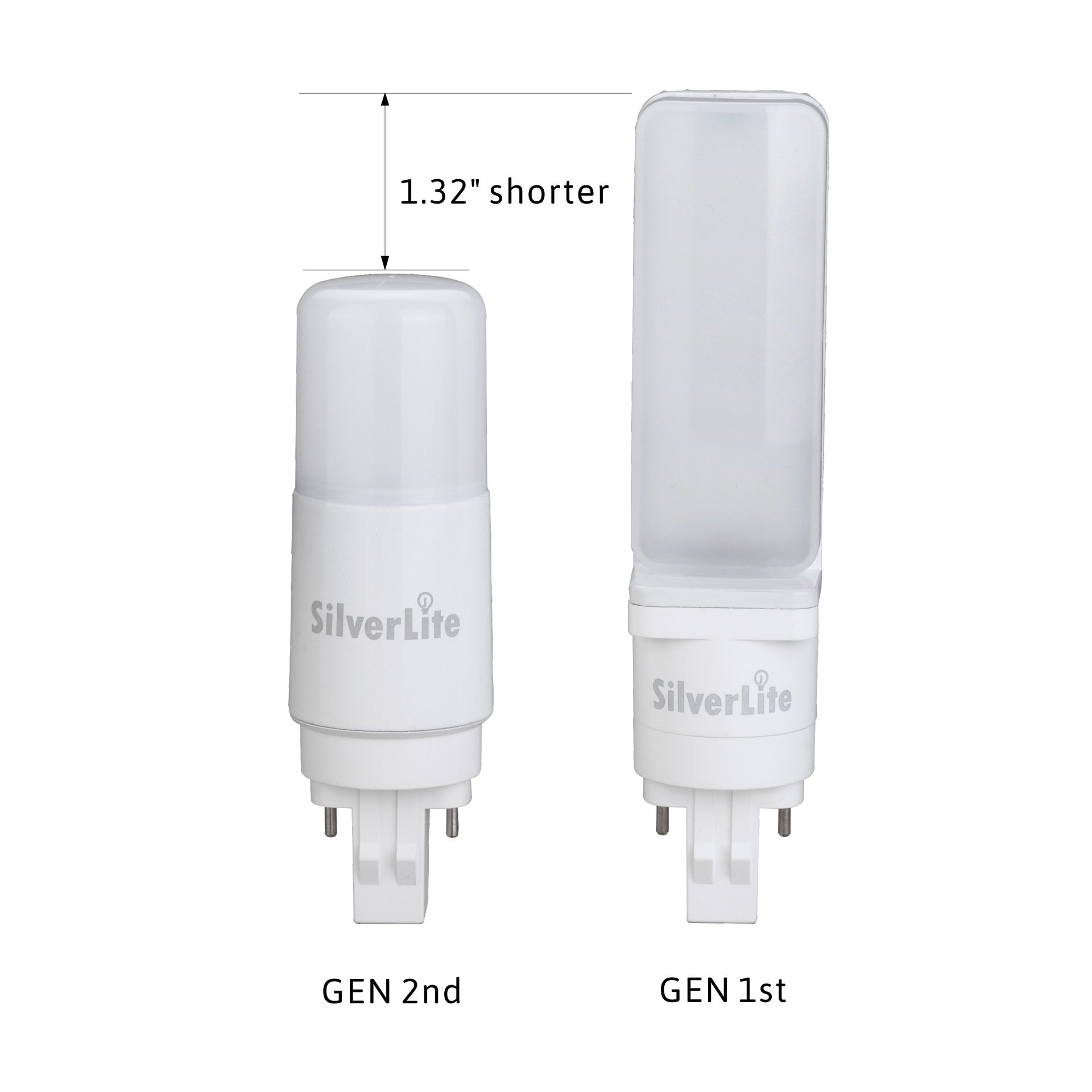 Silverlite Plug & Play 7W LED Stick PL Bulb (18W CFL Equivalent) - GX23-2 Pin Base, 750LM Daylight (4000K), 120-277V with CFL Ballast, UL Classified (2-Pack) - Perfect for Office Lighting, Kitchen Fixtures & Energy-Efficient Home Use
