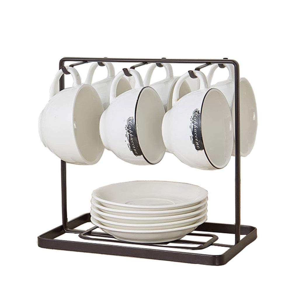 Stainless Steel Kitchen Storage Drying Rack - Hanging Cup Organizer for Coffee Mugs & Plates - Space Saving Countertop Organizer for Kitchen, Living Room, Office (Perfect for Small Spaces & Coffee Bar Setup)