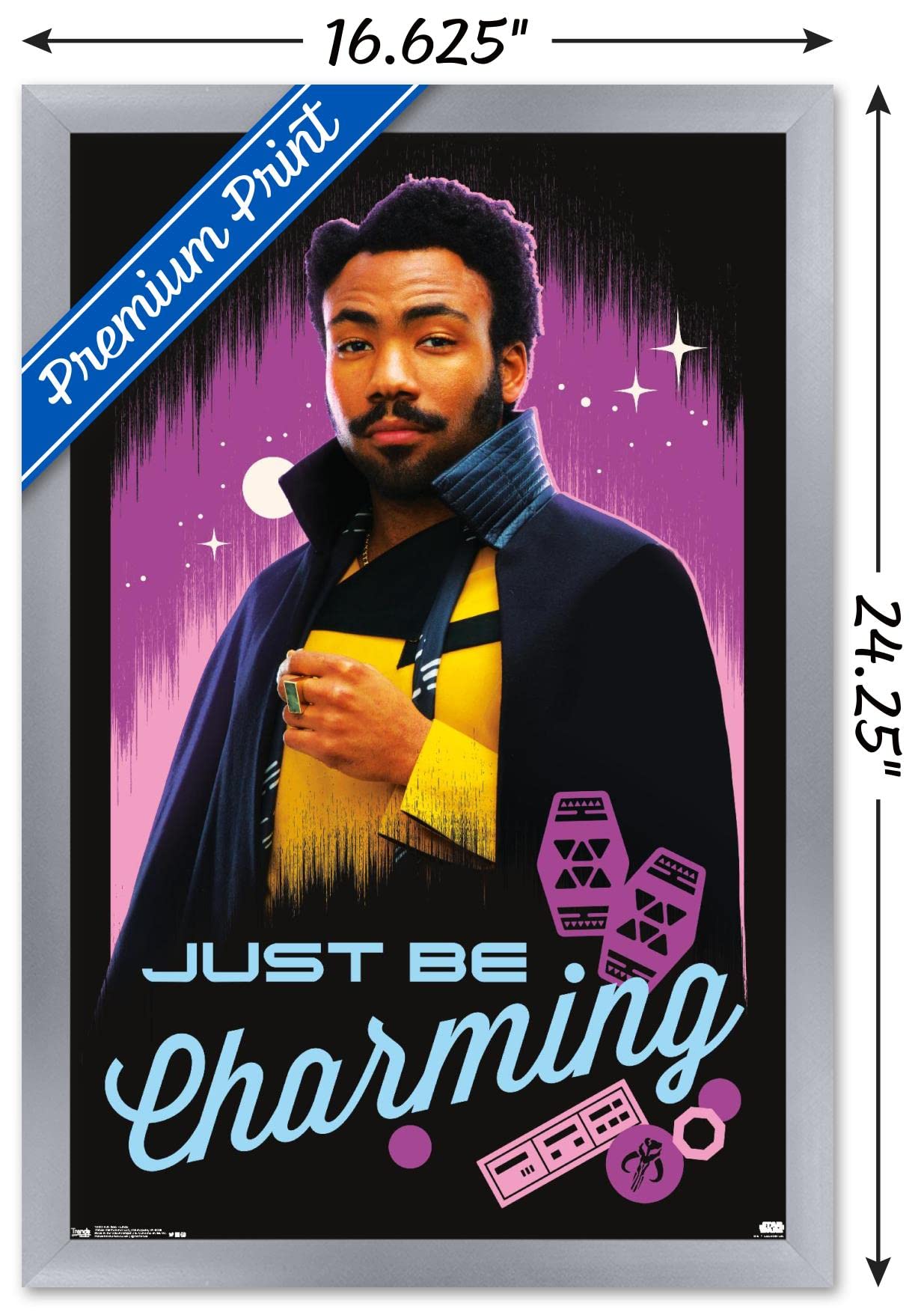 Star Wars Solo Lando Calrissian Wall Poster 22.4x14.7 Inches - Silver Framed Movie Decor for Bedroom, Living Room & Office | Trends International Official Licensed Art