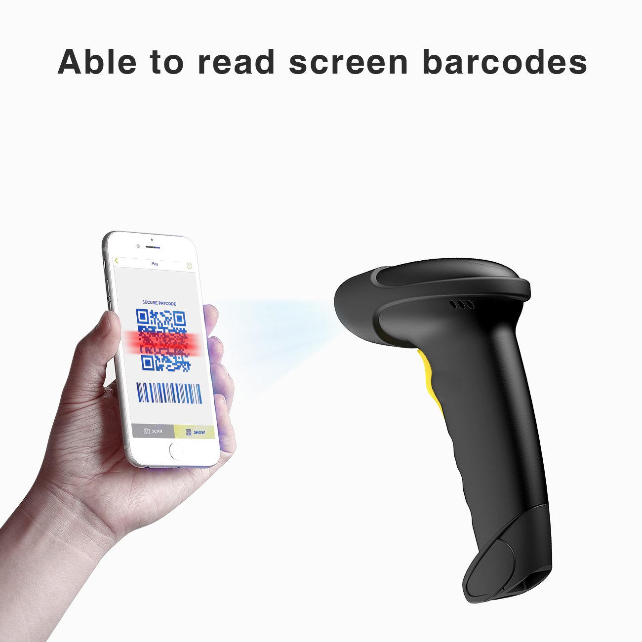 Inateck 2D Bluetooth Barcode Scanner - Wireless QR Code Reader with 2000mAh Battery (30 Days Continuous Use) - BCST-50 - Ideal for Retail, Warehouse & Inventory Management