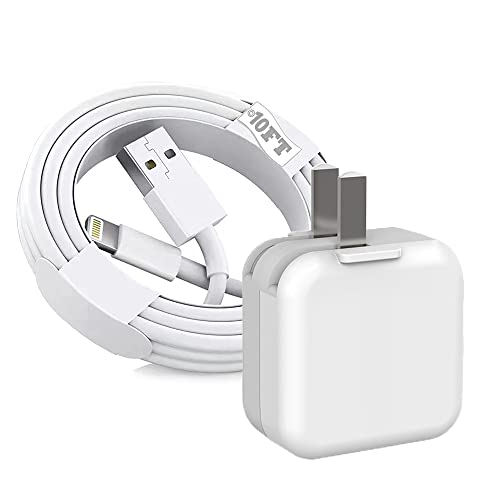10FT Apple MFi Certified Lightning Cable & 12W USB Wall Charger - Fast Charging Foldable Travel Plug for iPhone 14/13/12/11/X/8, iPad 9/8/7/6/5/4, iPad Mini 5/4, iPad Air 3/2/1 - Perfect for Home, Office & Travel Charging