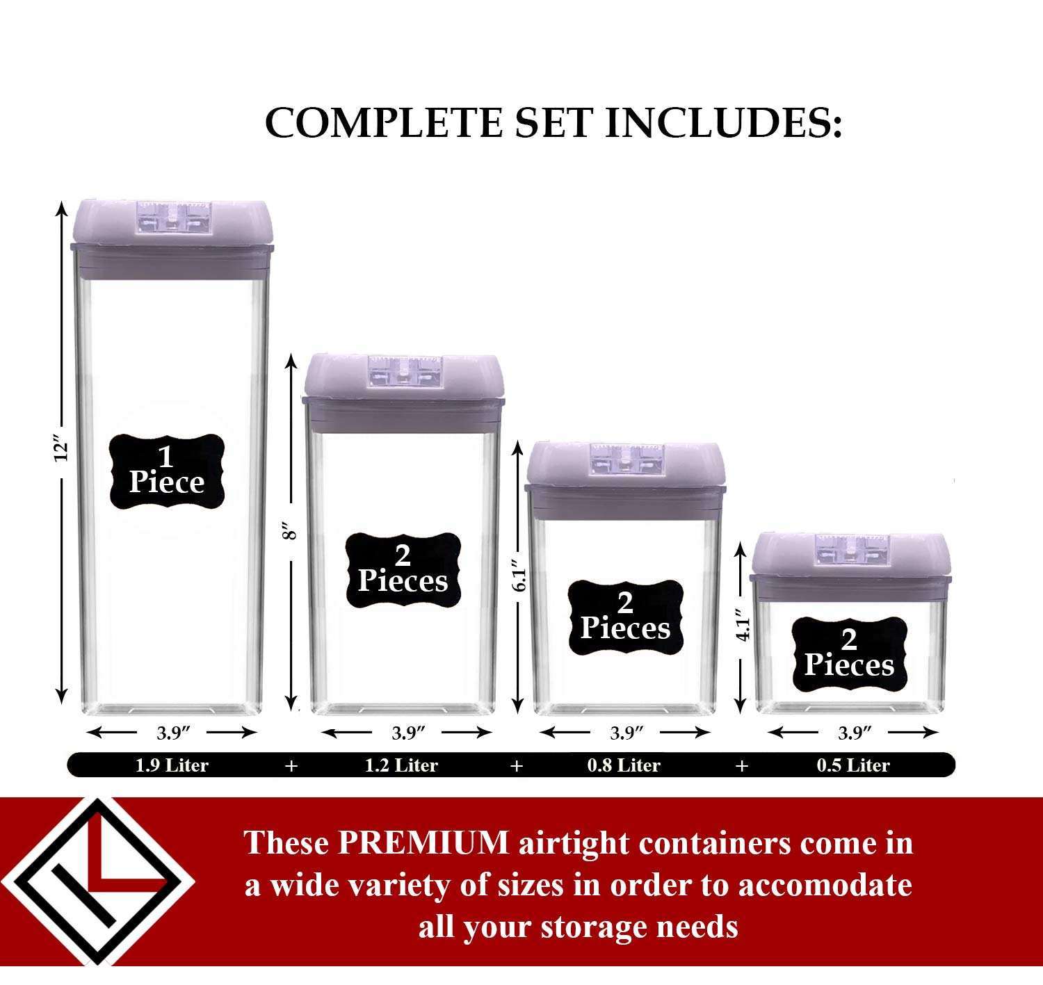 Airtight Food Storage Containers Set with Lids - 7-Piece BPA-Free Kitchen Pantry Organization Canisters for Cereal, Pasta & Dry Food | Includes Labels & Marker | Perfect for Meal Prep, Baking & Pantry Storage (White Lids)