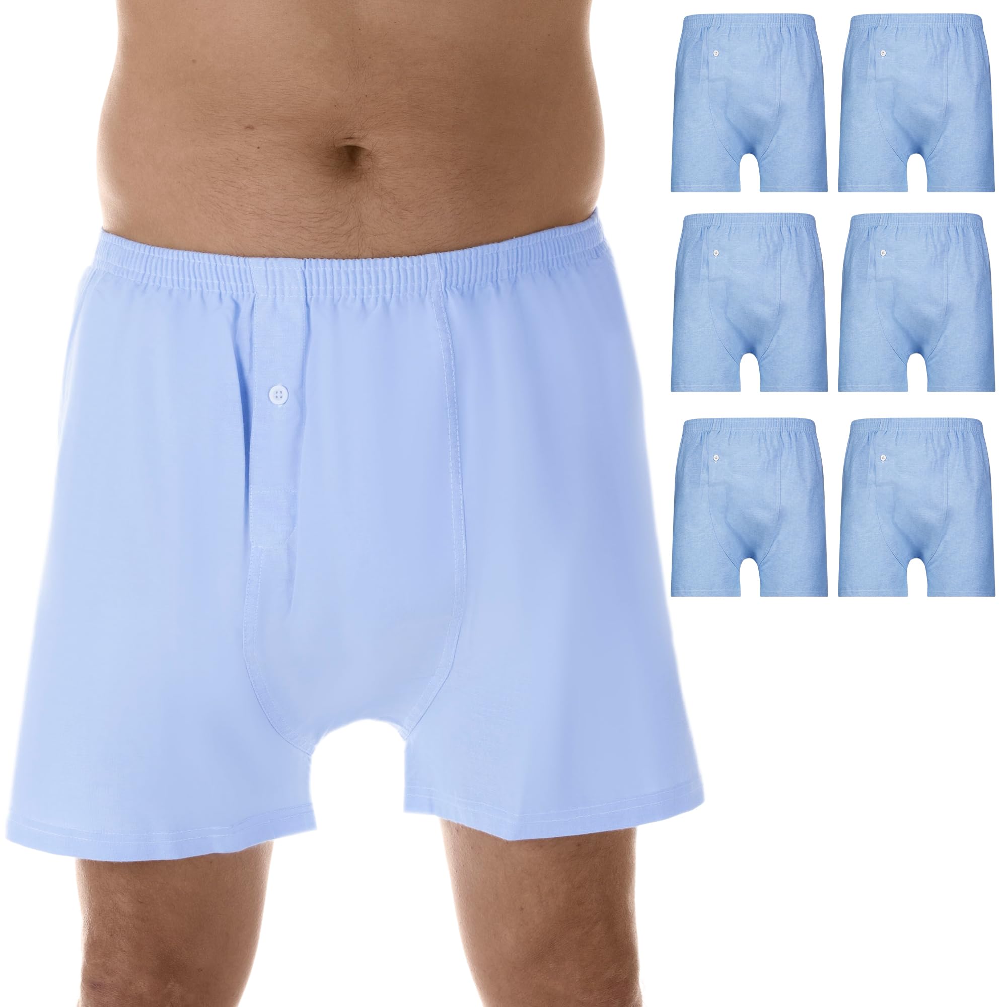 Wearever Men's Incontinence Underwear - Reusable & Washable Bladder Control Boxer Briefs with Leak Proof Protection, Regular Absorbency (6-Pack, Oxford, Size L, Waist 38-40) - Ideal for Active Lifestyles, Travel & Nighttime Protection