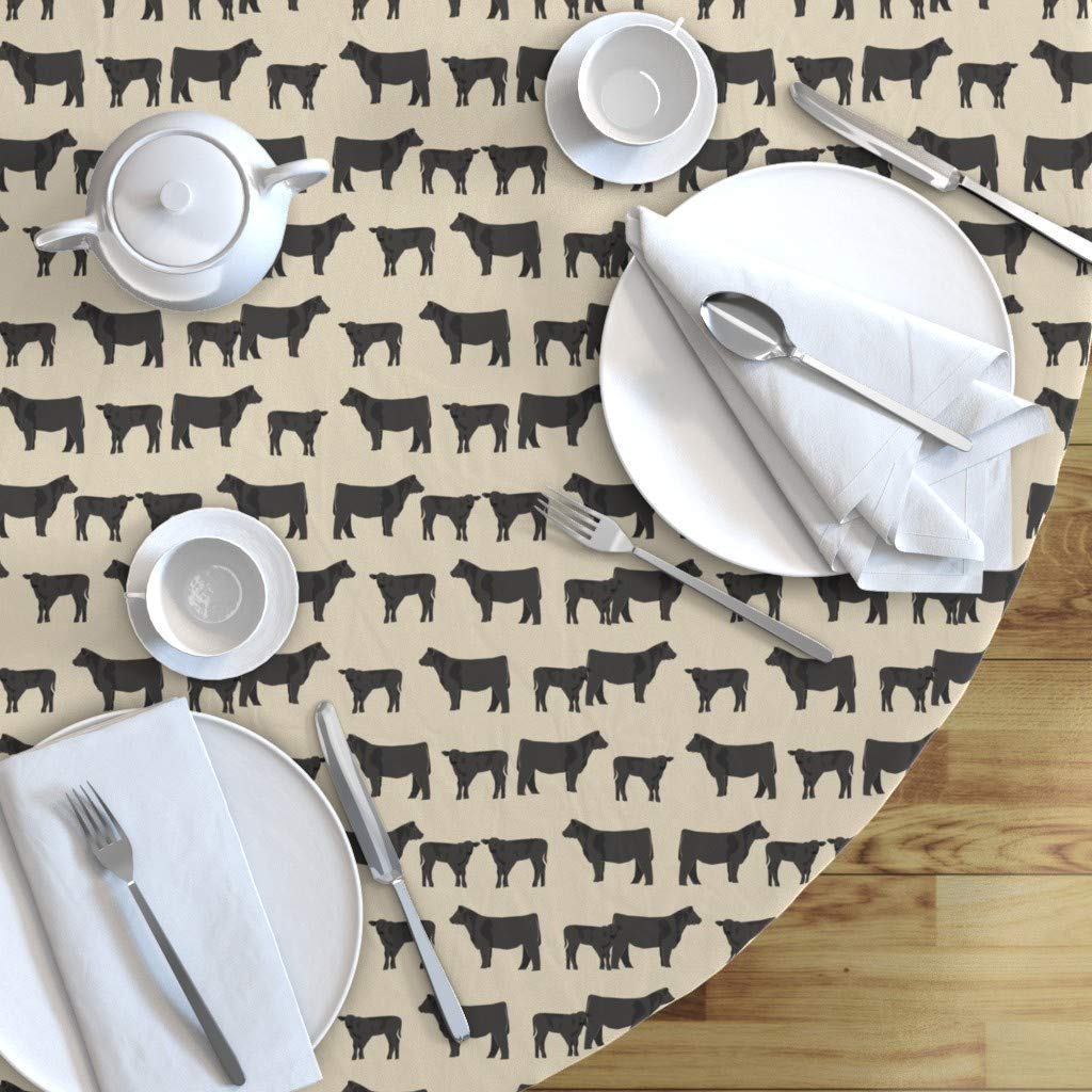 Custom Printed Black Cattle Cow Farm Rustic Tablecloth - 90