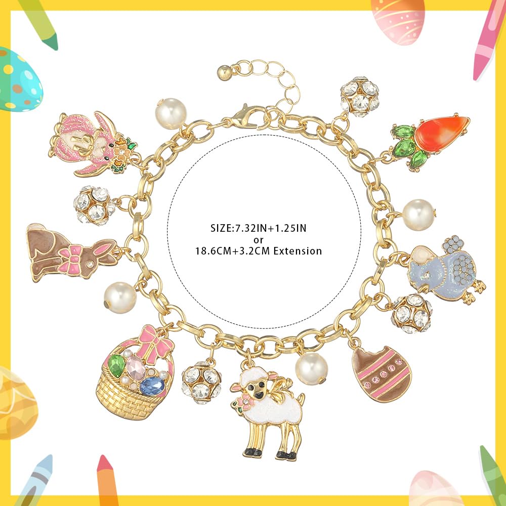 Madison Tyler Gold Charm Bracelet for Women - Cute Bunny Rabbit Easter Bracelet with Colorful Beads | Stylish Gold Chain Jewelry Gift for Her | Perfect for Easter Gifts, Birthday Presents & Everyday Wear