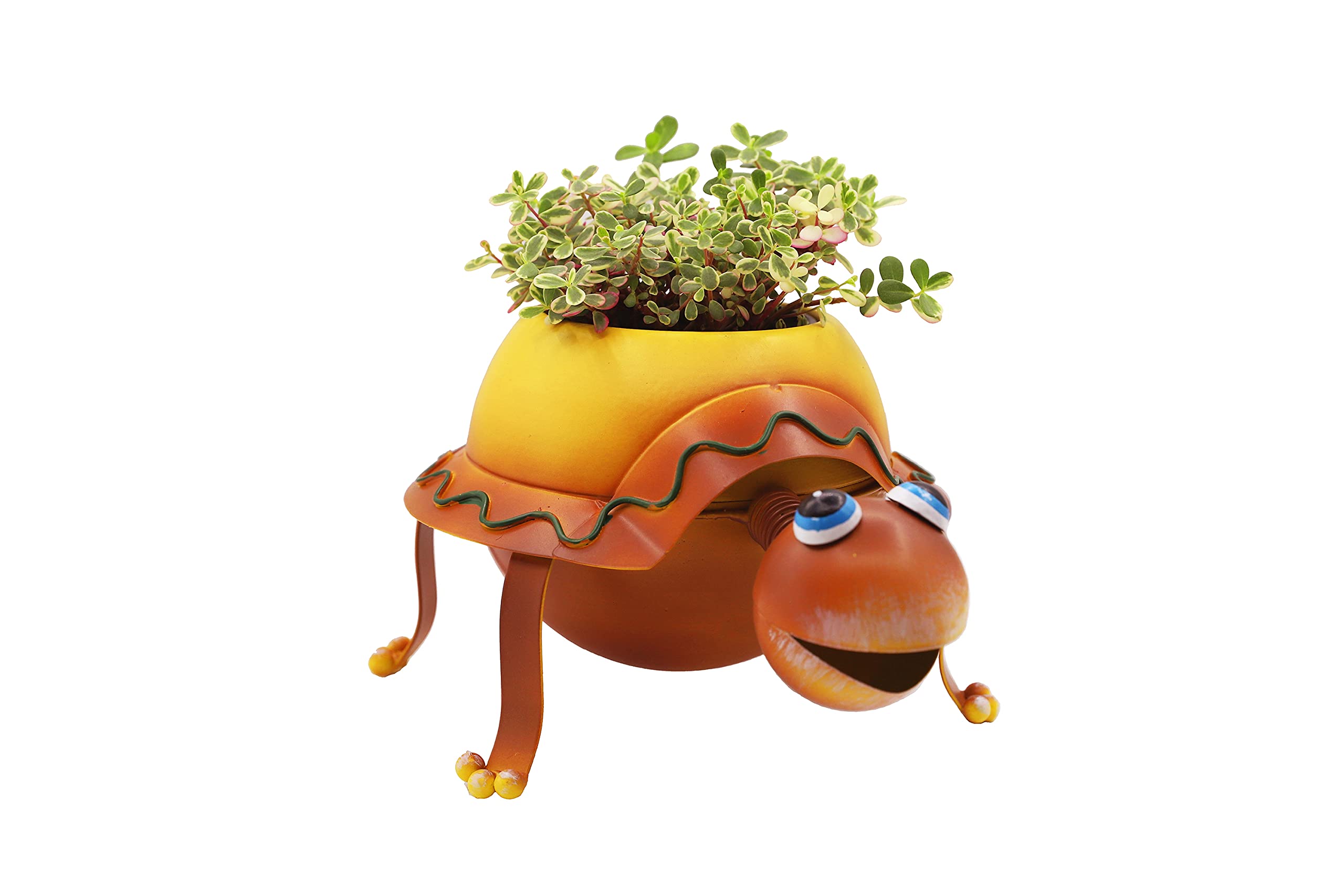 Metal Turtle Planter with Drainage Holes - Succulent & Herb Flower Pot for Indoor/Outdoor Gardening, Home Decor, Kitchen Windowsill - Perfect for Small Plants, Cacti, and Decorative Greenery