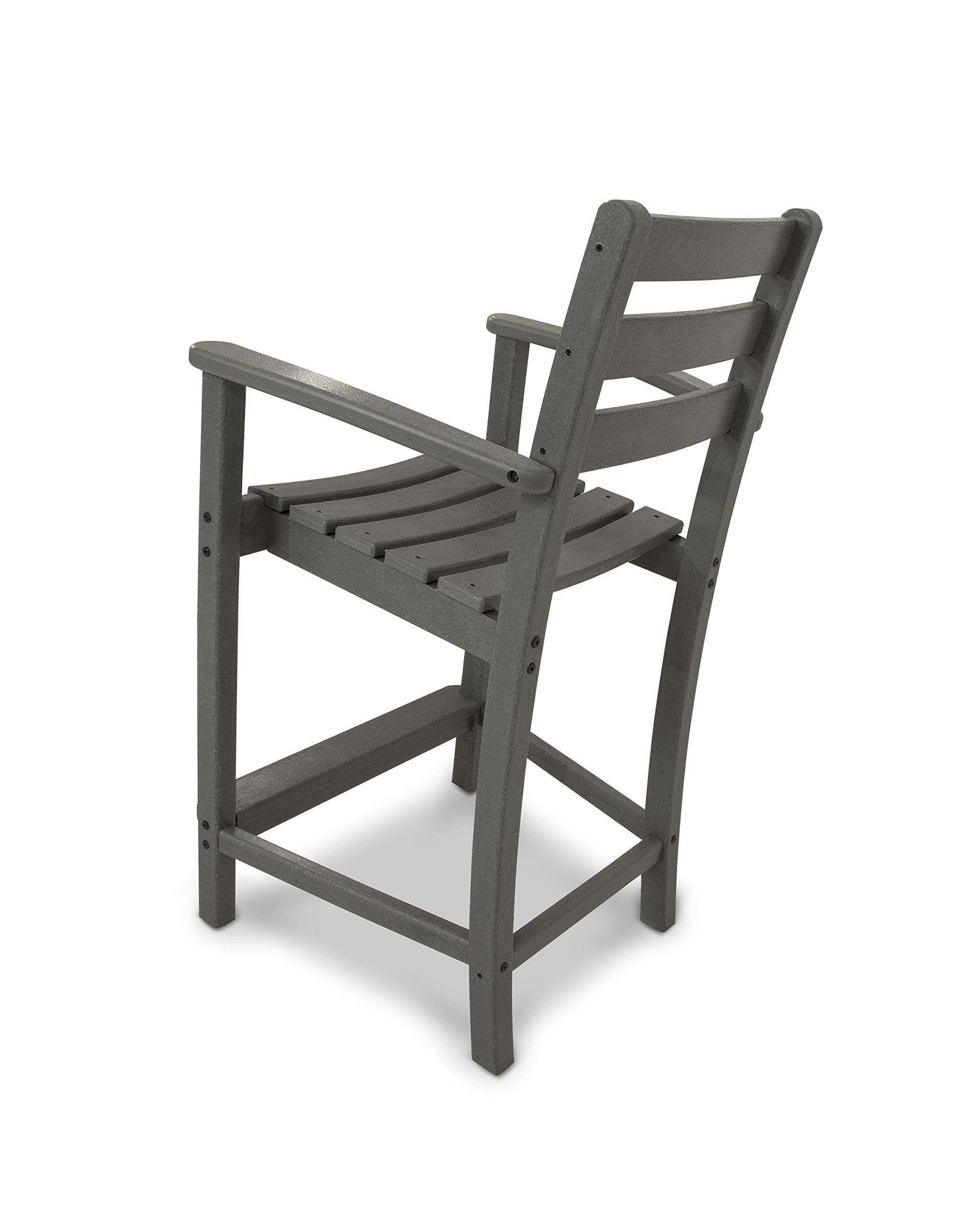 Trex Outdoor Furniture Monterey Bay Counter Arm Chair in Stepping Stone - Durable Patio Bar Stool for Backyard, Deck & Poolside Dining - Weather-Resistant & Comfortable Outdoor Seating