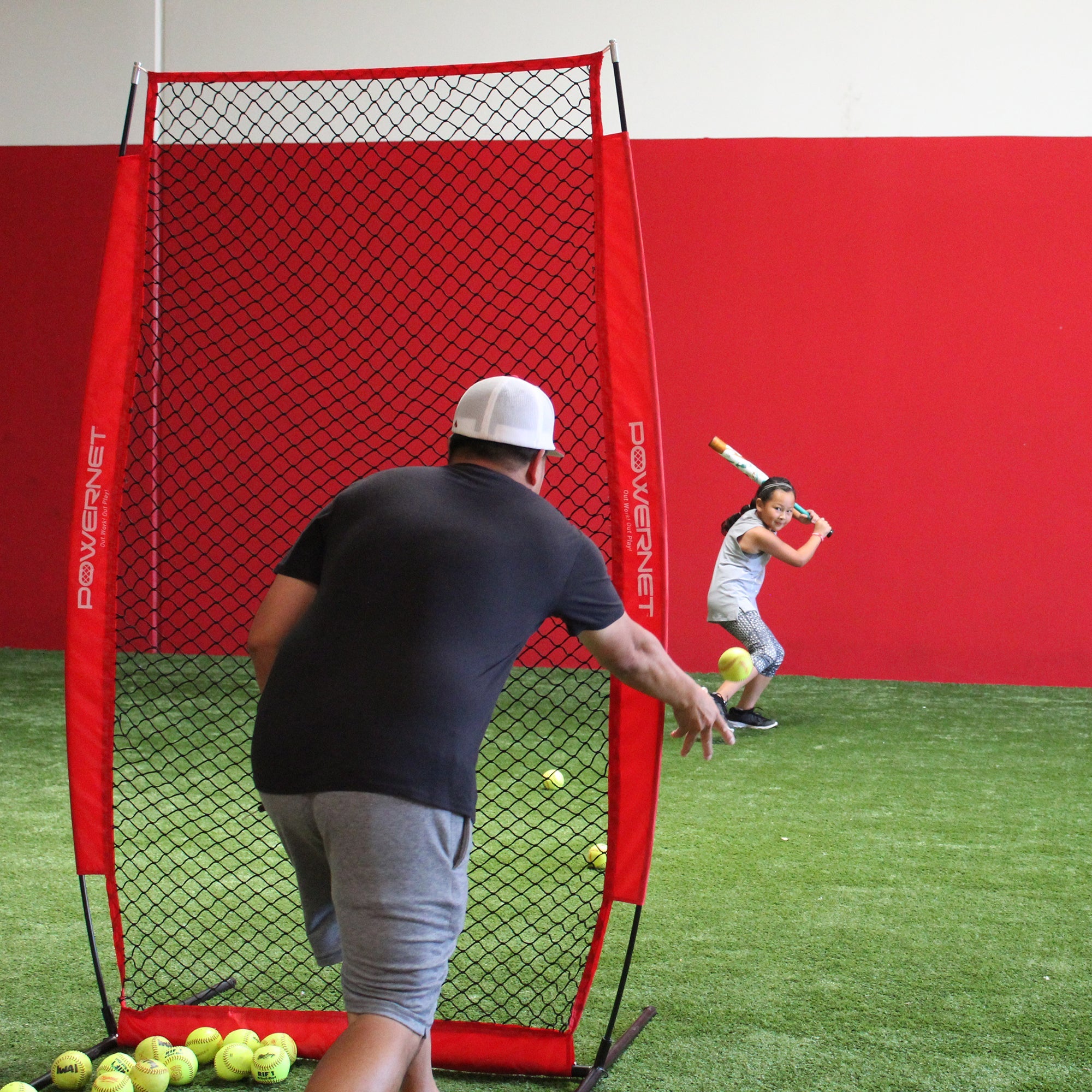 PowerNet iScreen 4x8 Soft Toss Baseball & Softball Training Screen - Portable Pitching Net for Backyard, Batting Cage & Field Practice