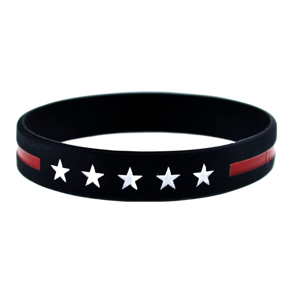 Thin Red Line Bracelet - Firefighter Support Wristband - Adjustable Black & Red Paracord Bracelet for Men & Women - Show Your Respect & Awareness - Perfect for Firefighters, First Responders & Supporters