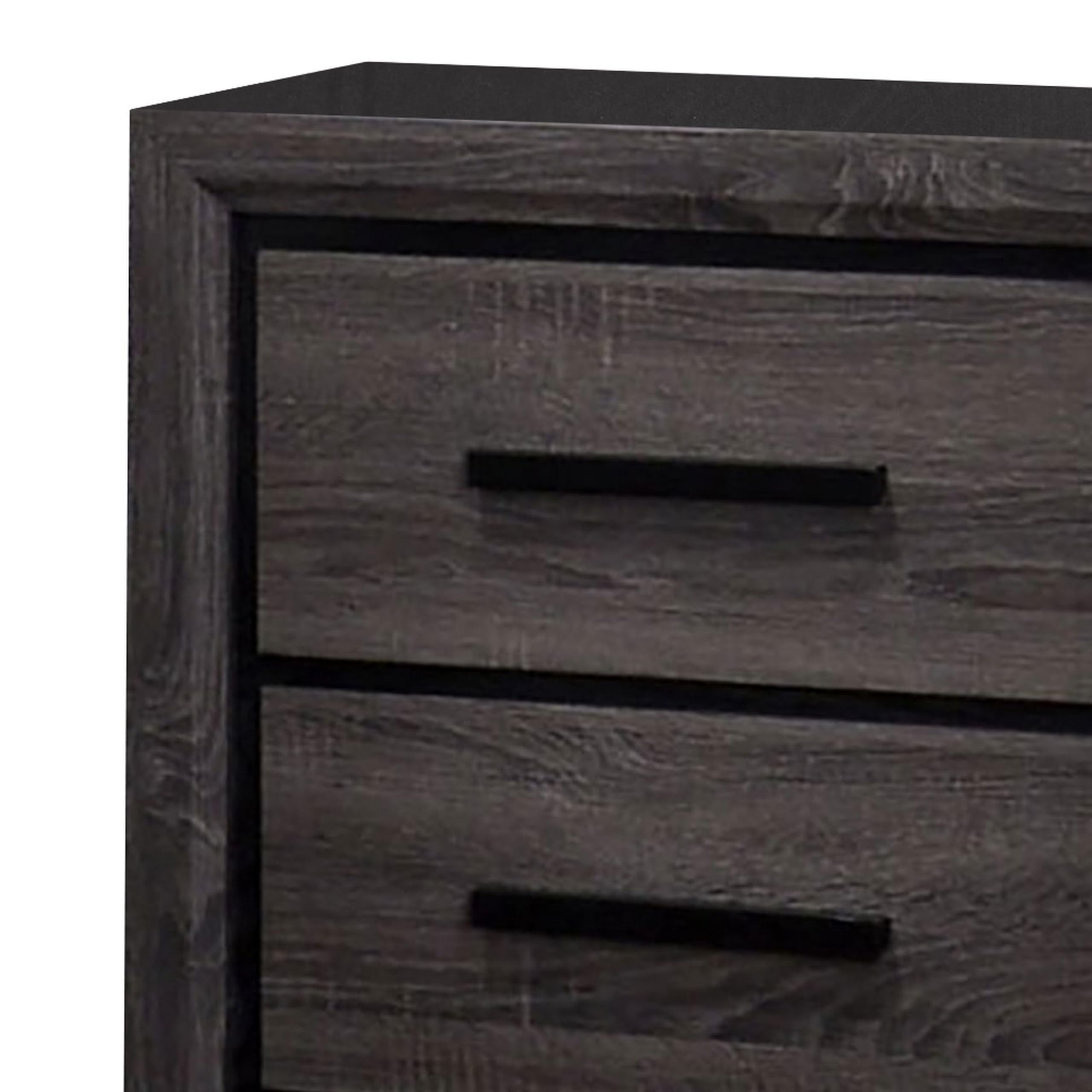 Benjara Modern Gray and Black Wooden Nightstand with 2 Drawers & Finger Pull Handle - Perfect for Bedroom, Living Room, or Office Storage