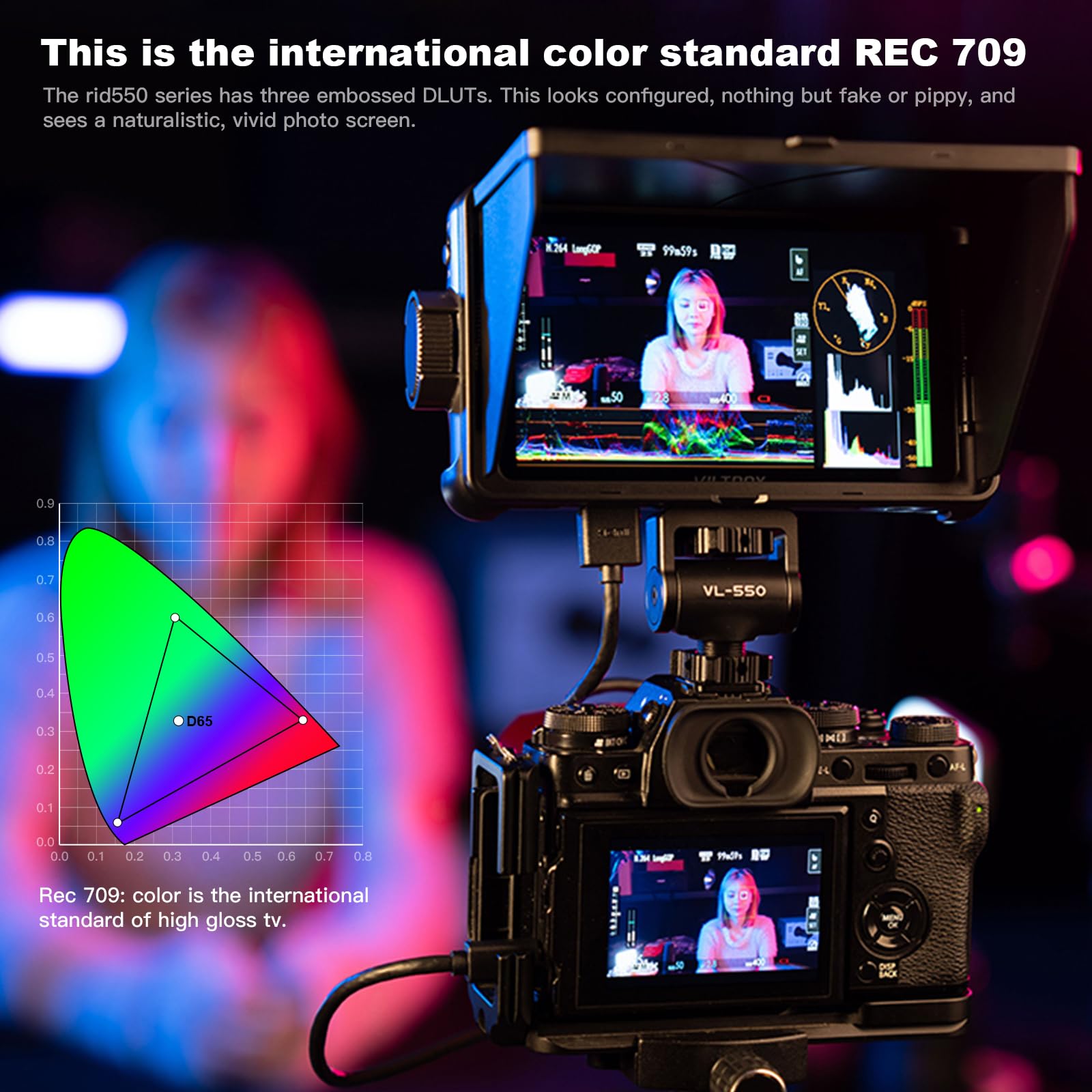 VILTROX DC-550 PRO 5.5 Inch 4K HDMI Touchscreen Camera Monitor - 1200nits Brightness, Exposure & Focus Assist, Waveform for DSLR/Mirrorless - Compatible with Sony Canon Nikon - Perfect for Outdoor Filming & Studio Photography