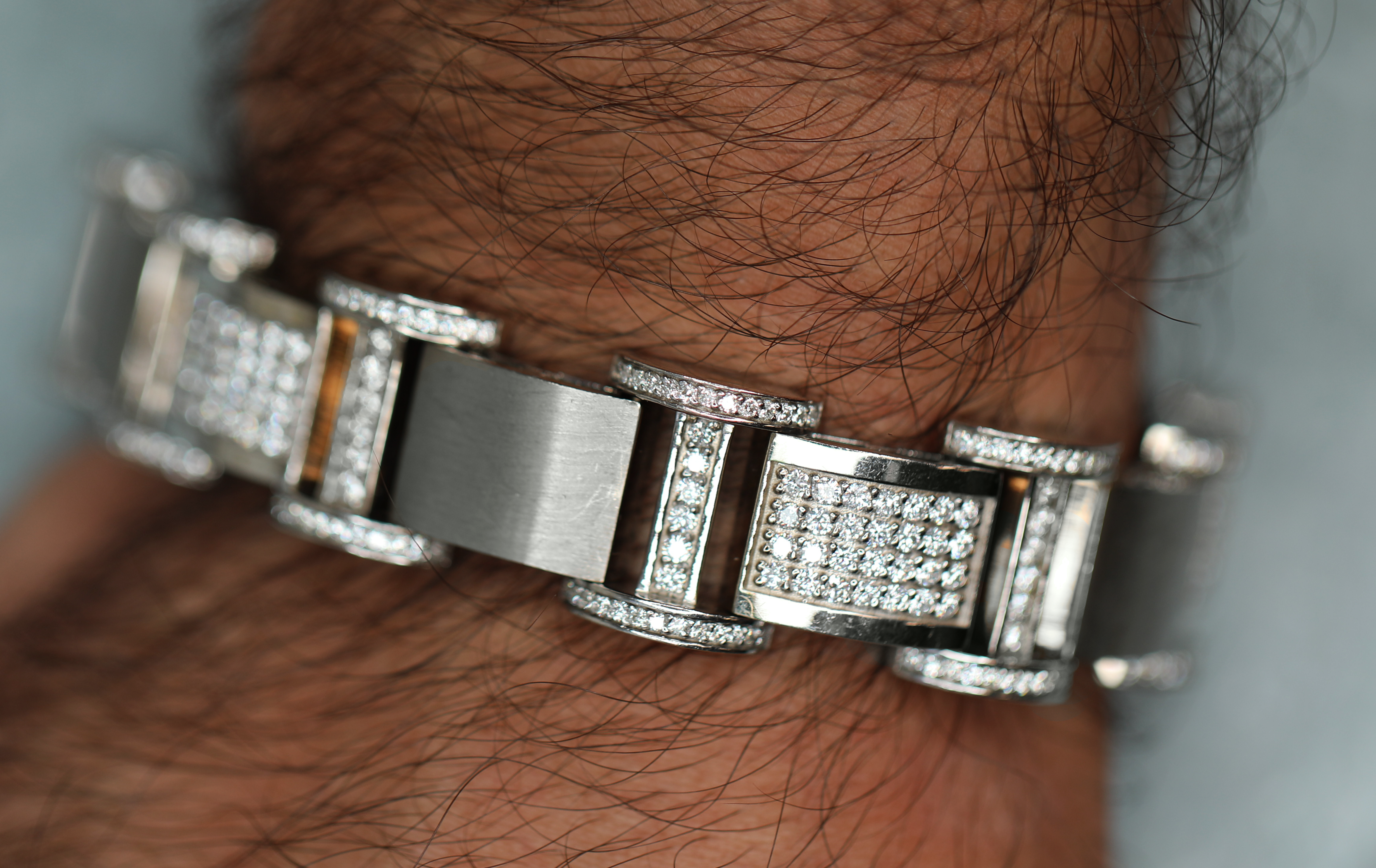 14K White Gold Men's Diamond Bracelet - 6.30 Carat Total Weight (CTW) Luxury Tennis Bracelet for Gifts, Weddings & Special Occasions