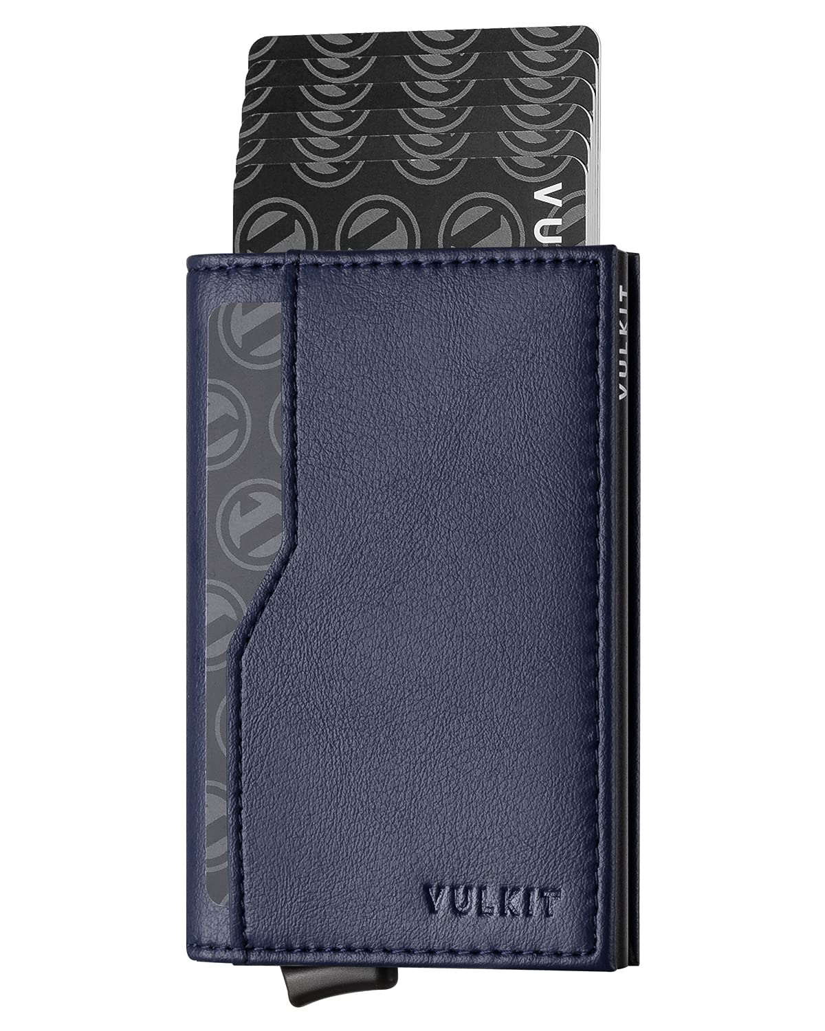 VULKIT Minimalist RFID Blocking Pop Up Wallet with Double ID Windows - Holds 12 Cards, Perfect for Travel, Business, and Everyday Use