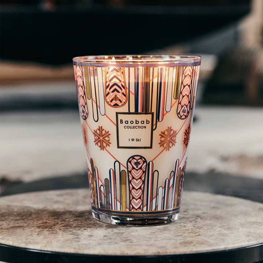 Baobab Collection I Love Ski Scented Candle - Winter Sports Aroma for Cozy Home & Ski Lodge Decor